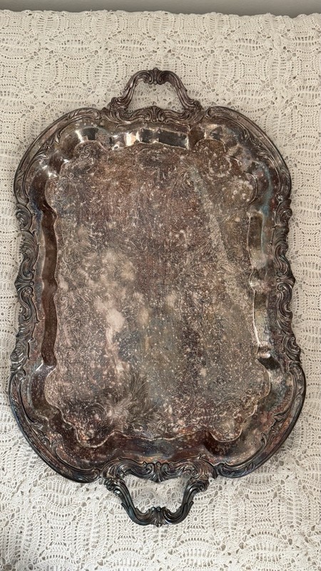Large FB Rogers Silverplate Footed Butler Serving Tray 28” XL