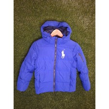 Polo Ralph Lauren Boys Big Pony Down Puffer Jacket Blue Hooded Size 7 Kids S