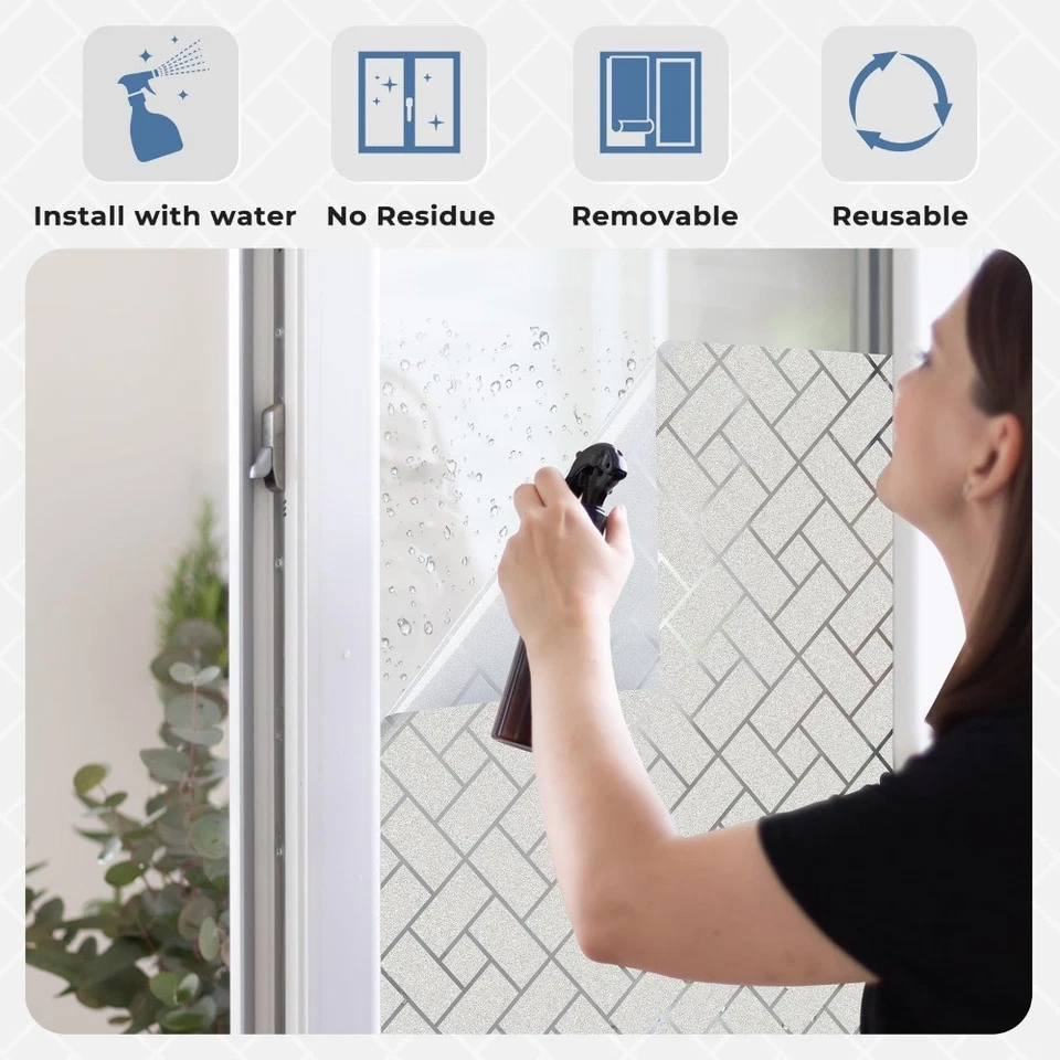 Rabbitgoo 窗户隐私膜磨砂静态粘贴贴纸装饰 Vinly — 第 2/4 张图片