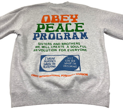 OBEY UO Exclusive Peace Program Crew Neck Sweatshirt Mens Small Embroidered EUC