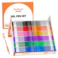 Gel Pens 180 Pack Gel Pens Set 12 Assorted Colors Bulk Classroom Pack for Adu...