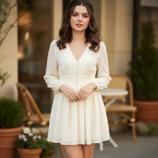 Zimmermann feminine cream coquette mini dress 6 neutrals