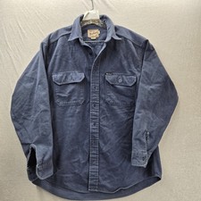 Vintage Woolrich Shirt Men's L Expedition Chamois Flannel 100 Cotton Navy Blue