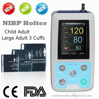 CONTEC ABPM50 NIBP Holter 24H Digitales Blutdruckmessgerät Ambulant 3 Manschette