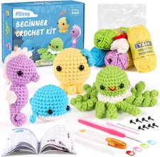 Pllieay Crochet Kit for Beginners, Beginner Crochet Kit for Adults & Kids with S
