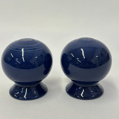 Fiesta Ware Cobalt Blue Ball Salt & Pepper Shakers Set Vintage Homer Laughlin