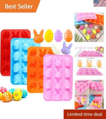 Easter Egg Silicone Bunny Silicon Molds for Chocolate 4 Packs Egg Shaped Mold...