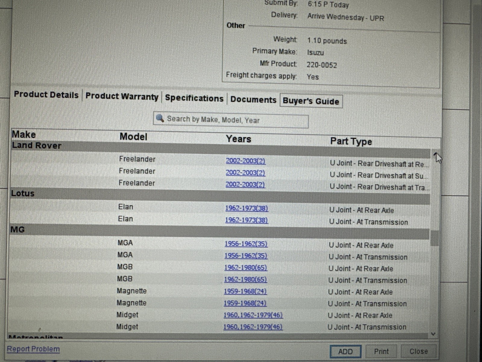 Volvo 1217606/GMB 672037 U-joint for Many Different Brands Inc 100,200,1800, 700