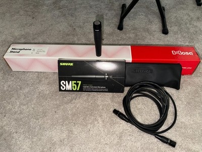 Shure SM57 Dynamic Microphone Bundle w/ Hosa Stand, Pro XLR Cable, Box & Pouch