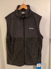Columbia Men's Full Zip Fleece Vest Two Tone Charcoal Grey New With Tags