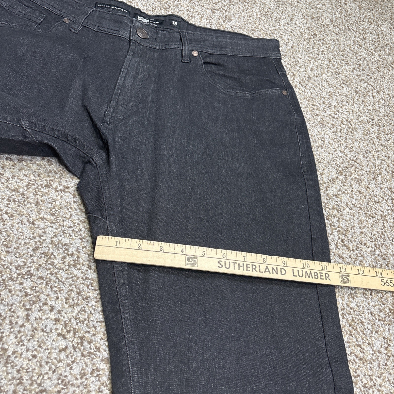 BARBELL Apparel Men's 36 Fits 37 X 35 Stretch Jeans Boot Cut Athletic Fit Black - View 13