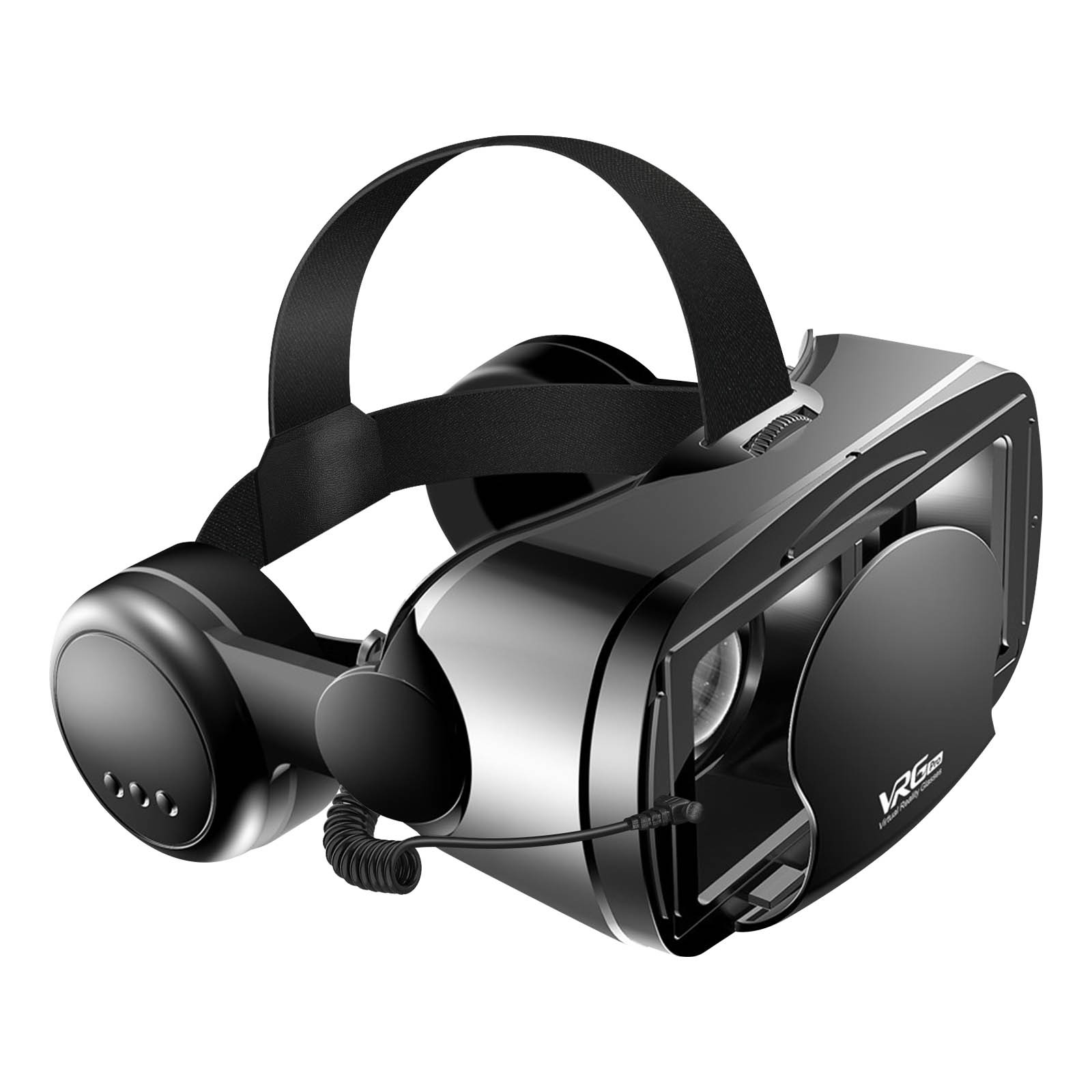 Casque VR 3D classique avec câble audio 3.5mm intégré noir pour smartphone