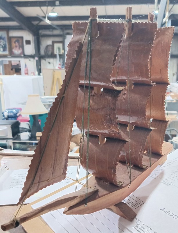 Hand carved wooden ship