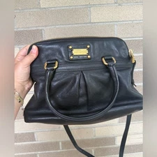 Marc Jacobs "The Park" Satchel black leather handbag with gold hardware
