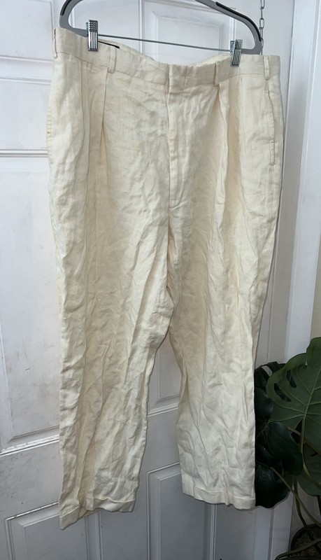 Polo by Ralph Lauren Men’s Cream Linen Trousers Pants Size 40
