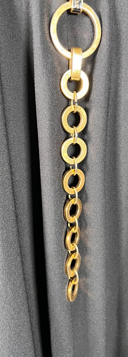 Vintage St John Gold Toned Circular Black Enameled Logo  display picture 1