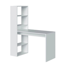 Escritorio reversible con estantería acabado blanco, 144cm(alto) 120cm(ancho) 53