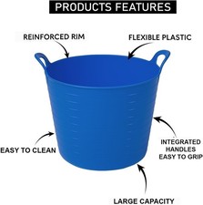 Heavy Duty Flexi Tub Builder Bucket With Handles Garden Trug Mixing Container