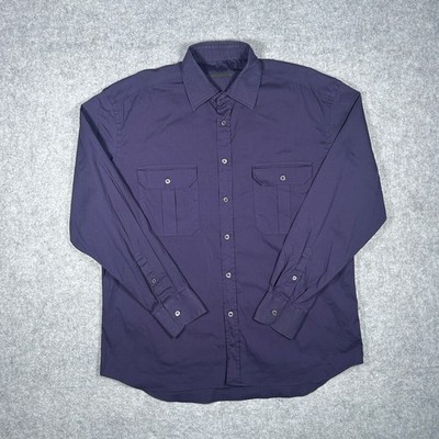 Prada Button Down Shirt Mens 16/41 Purple Long Sleeve Stretch Poplin Designer