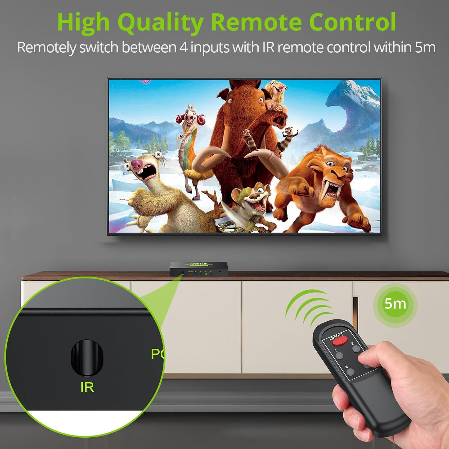 Linkfor Digital Toslink Optical 4X1 Switch with 3Ft Optical Cable and IR Remote 