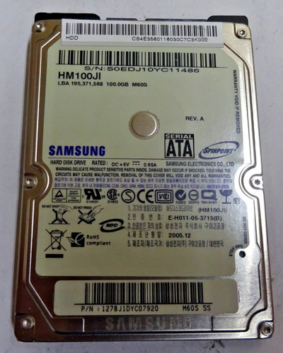 SAMSUNG *** HM100JI *** 100 GB *** SATA HDD Notebook 2,5 Zoll #NFP1581