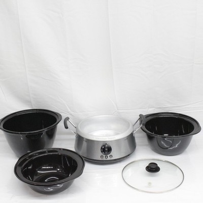 Hamilton Beach 3-in-1 Slow Cooker Model 33135 with Black Crock Pots 2/4/6 Quart
