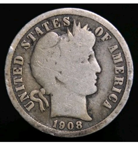 1908 P Barber Dime 10C G Good Nice Coin