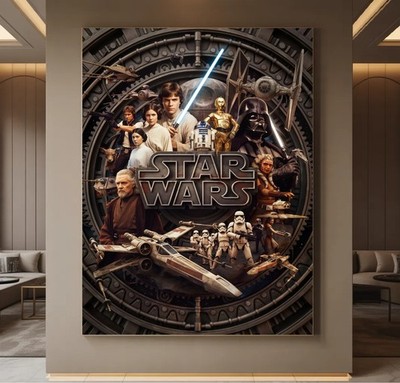XL LEINWAND BILDER BIS 160x120x5 STAR-WARS COLLAGE FILM KINO 4K WANDBILD VINTAGE