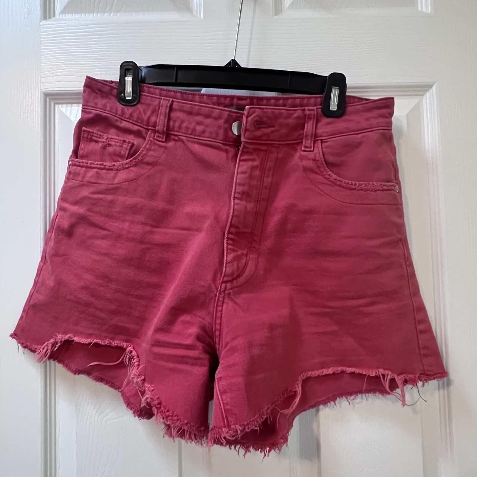 DL1961 Women's High Rise Cleo Cutoff Denim Shorts Red Size 29