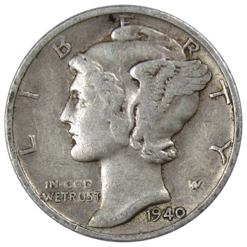 1940 D Mercury Dime VF Very Fine 90% Silver 10c US Coin Collectible