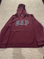 GAP Embroidered Logo, Pullover Hoodie Maroon Unisex LargeSweatshirt. SKU 0296