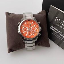 New Bulova Marine Star Men’s Chronograph Quartz Watch Orange Dial 43 mm 96B395