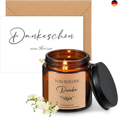 Sinmoe Dankeschön Geschenk Set Dankeschön von Herzen Jasmin Sojawachs Duftkerze 