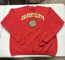 Vintage Hanes Calvert Cliffs Maryland Red Pullover sweater Made in USA sz Large