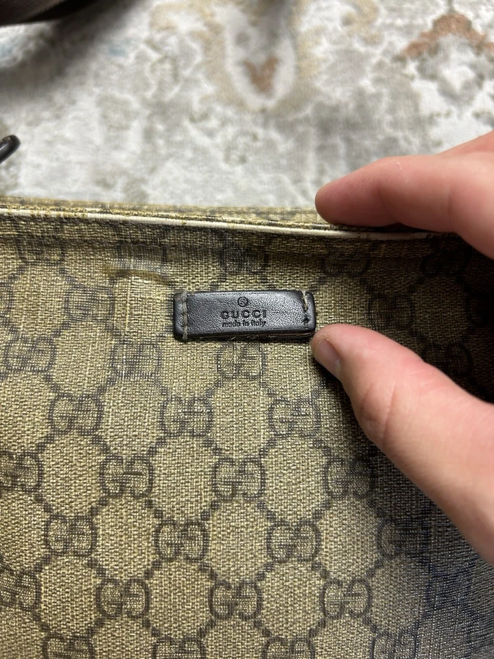 Gucci Monogram GG Supreme Flat Messenger Shoulder Crossbody Bag Brown Beige - Image 3 of 4