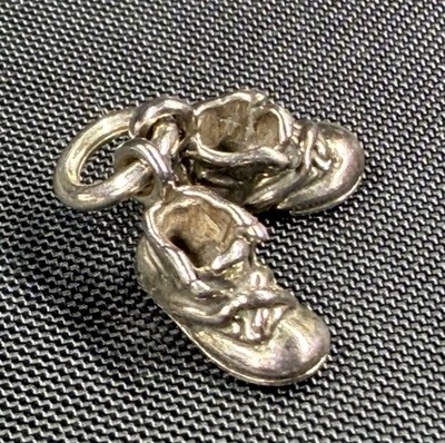 Vintage 925 Silber Charm Baby Booties 2 Stück Rechtsfuß Schuhe, 2,59 Gramm