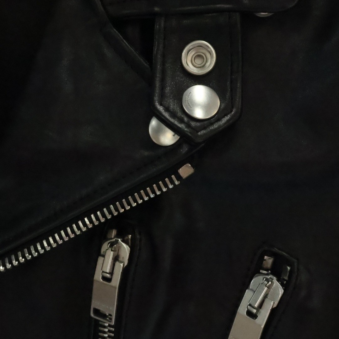Giacca pelle moto SAINT LAURENT PARIS L17 doppio pilota 397292 usata b117
