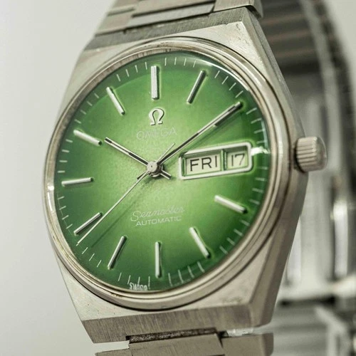 *Vintage 1970s* OMEGA Seamaster Cal.1020 Automatic Day/Date Green Dial 35mm Mens