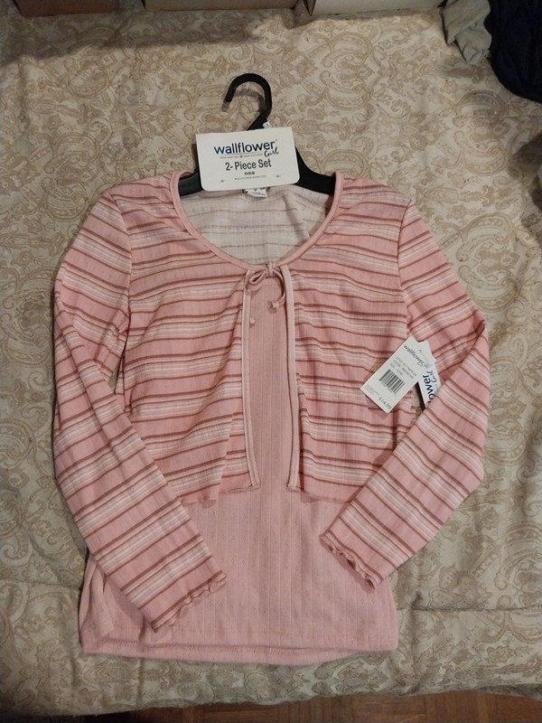 Wallflower Jeans 2 Piece Girl Pink Top Set Shirt Tank Combo Classy Conformable
