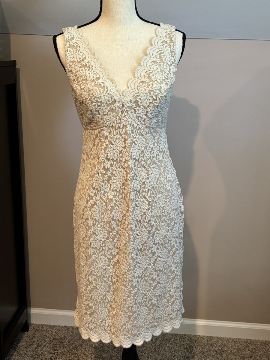 VTG Dressbarn Collection Dress Size 8 Ivory Lace V Neck Sleeveless Sheath Y2K VTG Dressbarn Collection Dress Size 8 Ivory Lace V Neck Sleeveless Sheath Y2K