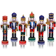 6 PCS Nutcracker Ornament Set Wooden Nutcracker Christmas Ornaments