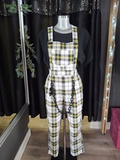 HELL BUNNY TARTAN DUNGAREES SIZE LARGE