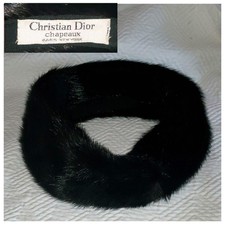 60s Christian DIOR Chapeaux BLACK MINK Neck Wrap Warmer Scarf Replacement Collar