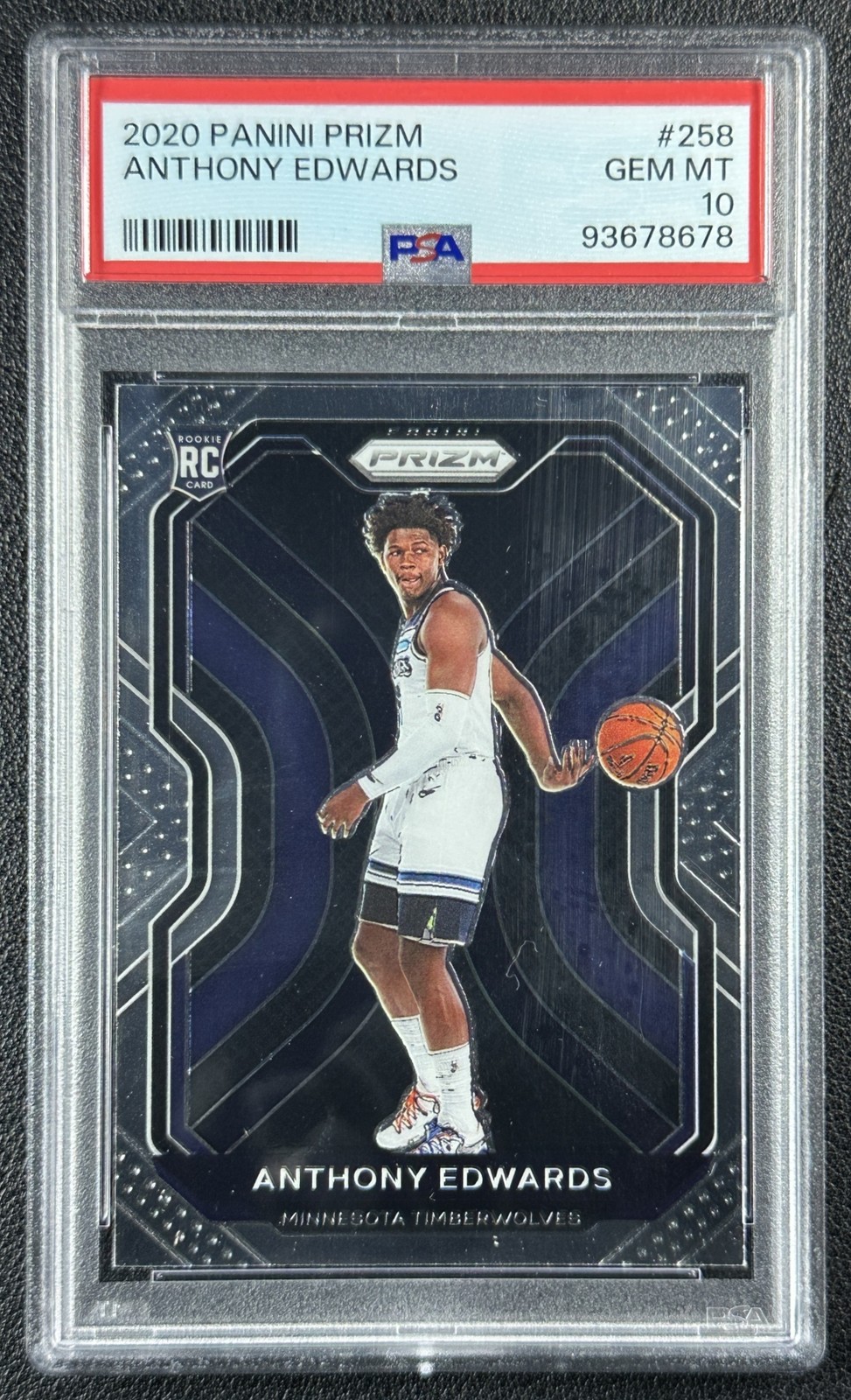 ANTHONY EDWARDS PSA 10 2020-21 PANINI PRIZM #258 ROOKIE RC TIMBERWOLVES 8678