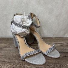 Sparkly Jewel Badgley Mischka Silver Rhinestone Evening Party Heels Size 10