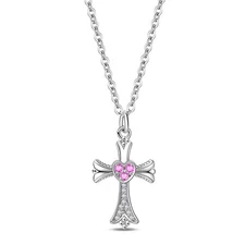 KUNSIR 925 Sterling Silver Cross Pendant Necklace For Women Chocker Jewelry Gift