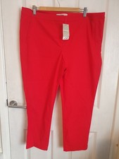 Asda Womens Red Cropped Trousers Size 20 Brand New With Tags