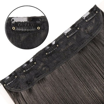 High Density Straight Hair Extensions 60 cm lang mit 5 Clips sicherer Sitz