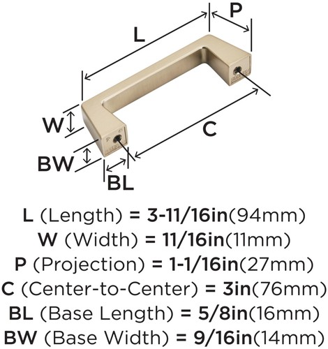 Amerock BP55275 Nickel Blackrock 3" Center To Center Handle Cabinet Pull - Picture 8 of 12