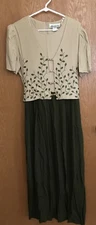 allison-che Vintage Green & Tan Embroidered Dress Size 14
